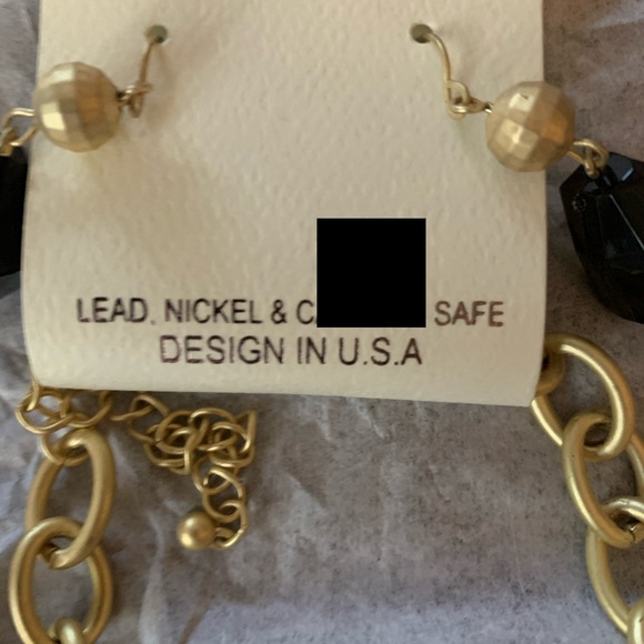 Black & Gold Necklace and Earring Set - Picture 4 of 7